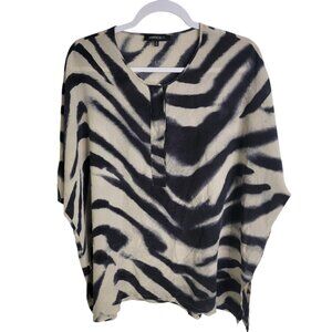 Lafayette 148 New York Zebra Print Blouse 100% Silk Boxy Tunic Size Medium